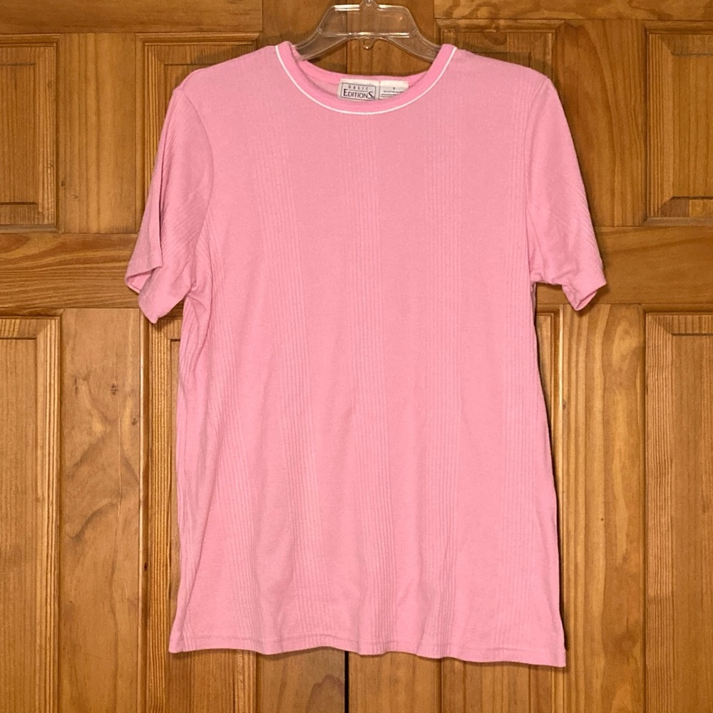 NWOT Basic Editions Vintage 90s Top Short Sleeve Pink Size L Large